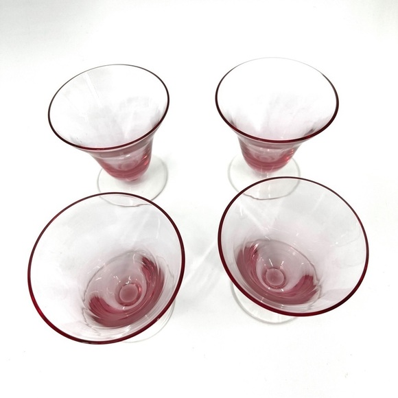 TIFFIN-FRANCISCAN Wisteria Pink Dessert Water Fruit Cocktail Glass Cups Set of 4 - Picture 15 of 16